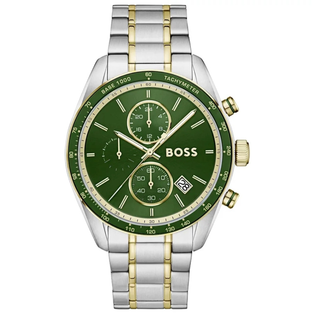 BOSS Grand Prix Vitesse zöld számlapos férfi karóra HB1514345