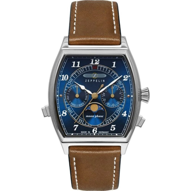 Zeppelin Metropolis Moon Phase kék -barna férfi karóra 8336-3