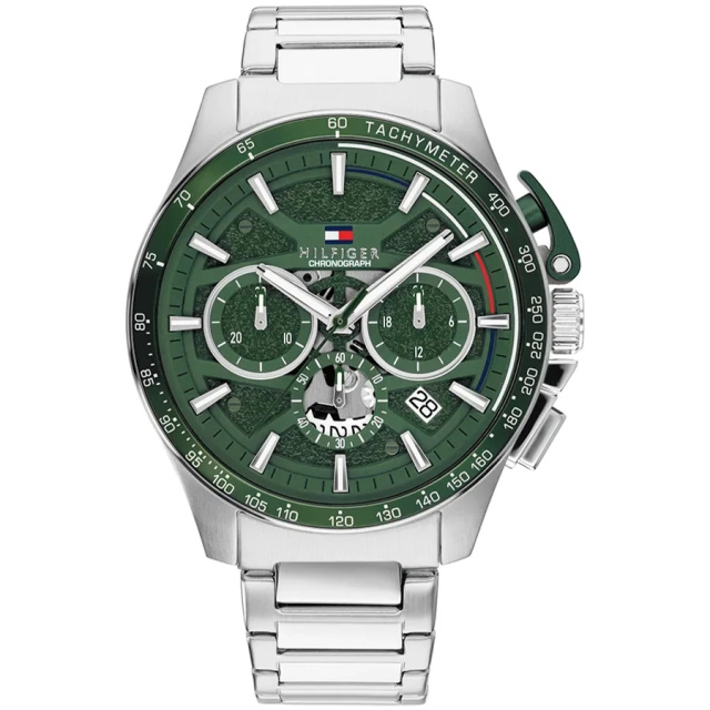 Tommy Hilfiger Bank zöld -ezüst színű férfi karóra TH1792293