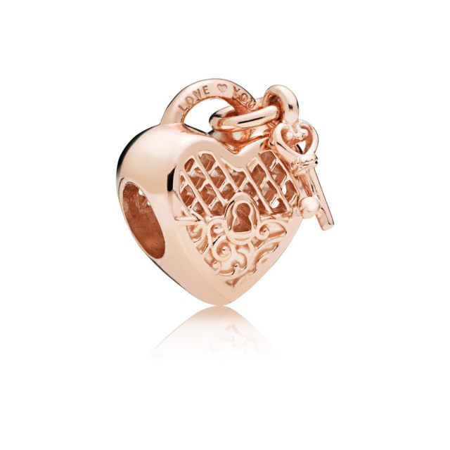 Pandora Moments Fénylő szerelemlakat rozé arany charm
