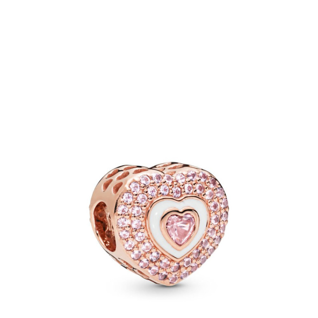 Pandora Moments Szív a szívben rozé charm