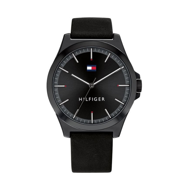Tommy Hilfiger férfi karóra, Barclay fekete bőrszíjas TH1791715