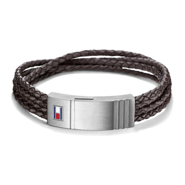 Tommy Hilfiger férfi karkötő, barna fonott börszíjas THJ2701008