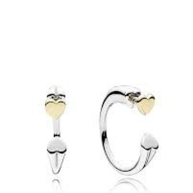 Pandora Két szív ezüst fülbevaló