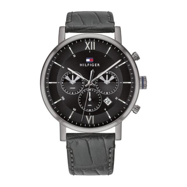 Tommy Hilfiger férfi karóra, Evan fekete bőrszíjas TH1710395