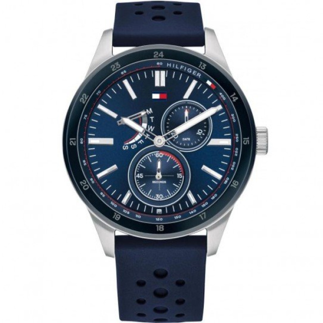 Tomyy Hilfiger férfi karóra, Austin kék szilikon szíjas