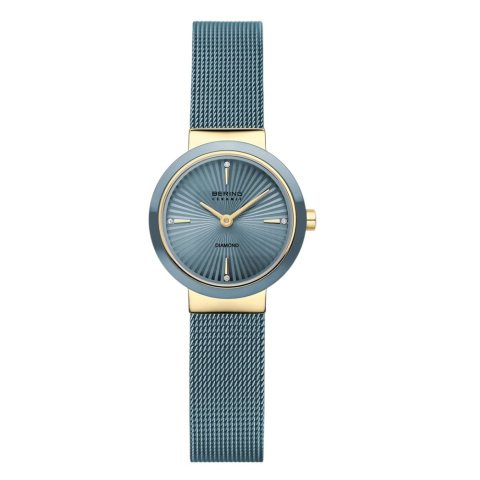 Bering Classic minimalista dizájnú zöld színű női karóra kerámia lünettával 10725-339