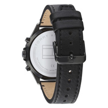 TOMMY HILFIGER FÉRFI karóra, West fekete bőrszíjas TH1791711