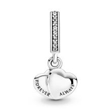 Pandora Moments Kéttónusú dupla szív ezüst függő charm