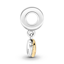 Pandora Moments Kéttónusú dupla szív ezüst függő charm