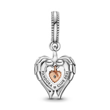 Pandora Moments Club 2021 Angyalszárnyak és szív rozé arany függő charm