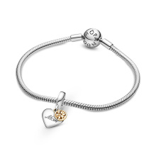 Pandora Moments Kéttónusú családfa szív alakú ezüst függő charm