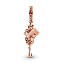 Pandora Moments Rózsavirág függő rozé arany charm