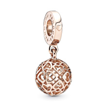Pandora Moments Harmónikus szívek rozé arany charm