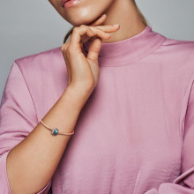 Pandora Moments Csillogó óceáni hullámok és halak rozé arany charm