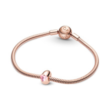 Pandora Moments Rózsaszín szív szoliter rozé arany klip charm