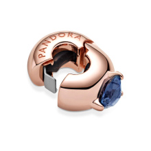 Pandora Moments Kék szív szoliter rozé arany klip charm