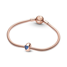 Pandora Moments Kék szív szoliter rozé arany klip charm