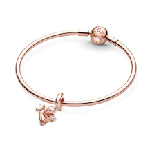 Pandora Moments Angyal szív alakú szárnyakkal rozé arany függő charm