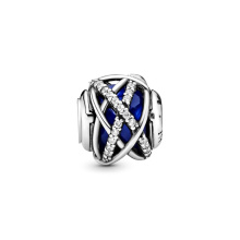 Pandora Moments Királykék galaxis ezüst charm