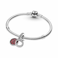 Pandora Moments Szikrázó piros lemezes dupla ezüst függő charm