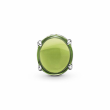 Pandora Moments Ovális zöld cabochon ezüst charm