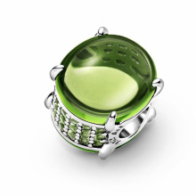 Pandora Moments Ovális zöld cabochon ezüst charm