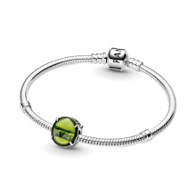 Pandora Moments Ovális zöld cabochon ezüst charm