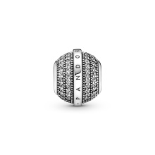 Pandora Moments Pavé és logó ezüst charm