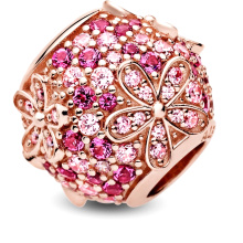 Pandora Moments Rózsaszín pavé százszorszép rozé arany charm