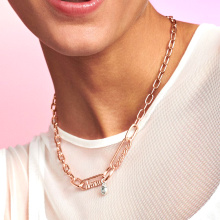 Pandora ME Believe feliratú láncszem rozé arany charm