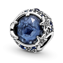 Pandora Moments Égen a csillagok kék ezüst charm