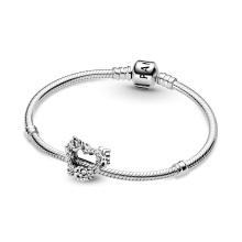 Pandora Moments Nyitott szív és rózsavirágok ezüst charm