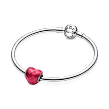 Pandora Moments Fukszia rózsaszín szív ezüst charm