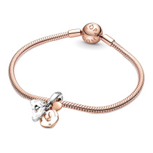 Pandora Moments Disney Mickey egér dupla függő rozé arany és ezüst charm