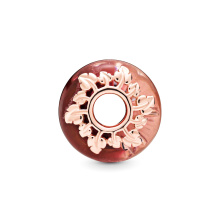 Pandora Moments Rózsaszín muranoi üveg és őszi levél rozé arany charm