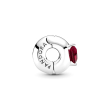 Pandora Moments Piros szív szoliter ezüst klip charm