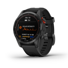 Garmin okosóra Fenix 7S Solar szürke, fekete szilikon szíjjal