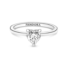 Pandora Szikrázó szív szoliter ezüst gyűrű