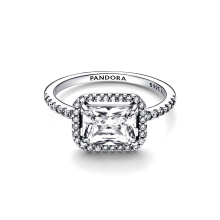 Pandora Négyszögletes szikrázó glória Ezüst Gyűrű