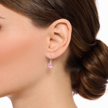 Thomas Sabo ezüst női fülbevaló rózsaszín csepp cirkóniával