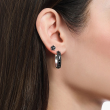 Thomas Sabo Fekete virág ezüst fülbevaló
