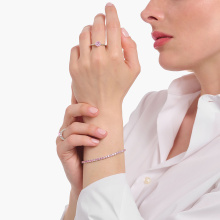 Gyémánt csillogású rózsaszín Thomas Sabo női ezüst gyűrű cirkónia kővel