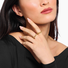 Thomas Sabo női aranyozott gyűrű láncszemekkel