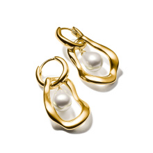 Thomas Sabo Natural Beauty aranyozott karika fülbevaló édesvízi gyönggyel 