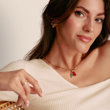 Thomas Sabo X HARIBO aranyozott gumimaci medál piros színben