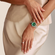 Thomas Sabo ezüst színű női karóra zöld malachittal