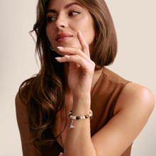 Thomas Sabo ezüst női gyöngyös karkötő ekrü-barna színű kövekkel