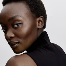 Pandora Kiemelt piros szív gombfülbevaló