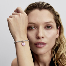 Pandora Rózsaszín kerámia szív lakat függő charm